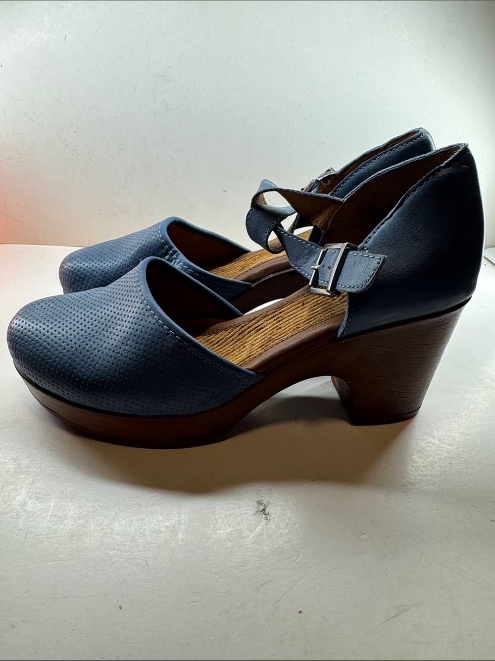 b.o.c. Navy Perforated Leather Clog Mules - Picture 2 of 7
